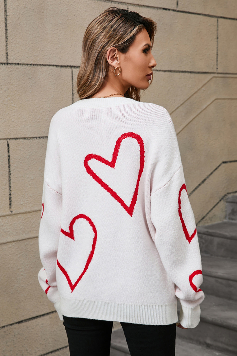 Angel Wings Heart Dropped Shoulder Long Sleeve Sweater-Krush Kandy, Women's Online Fashion Boutique Located in Phoenix, Arizona (Scottsdale Area)