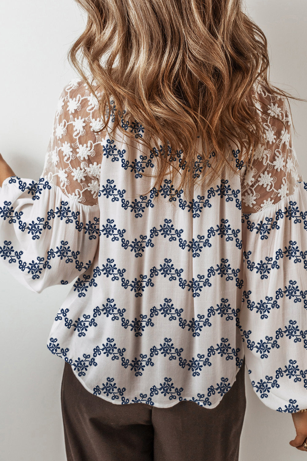 Embroidered Floral V-Neck Blouse-Long Sleeve Tops-Krush Kandy, Women's Online Fashion Boutique Located in Phoenix, Arizona (Scottsdale Area)