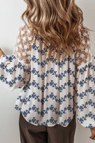 Embroidered Floral V-Neck Blouse-Long Sleeve Tops-Krush Kandy, Women's Online Fashion Boutique Located in Phoenix, Arizona (Scottsdale Area)