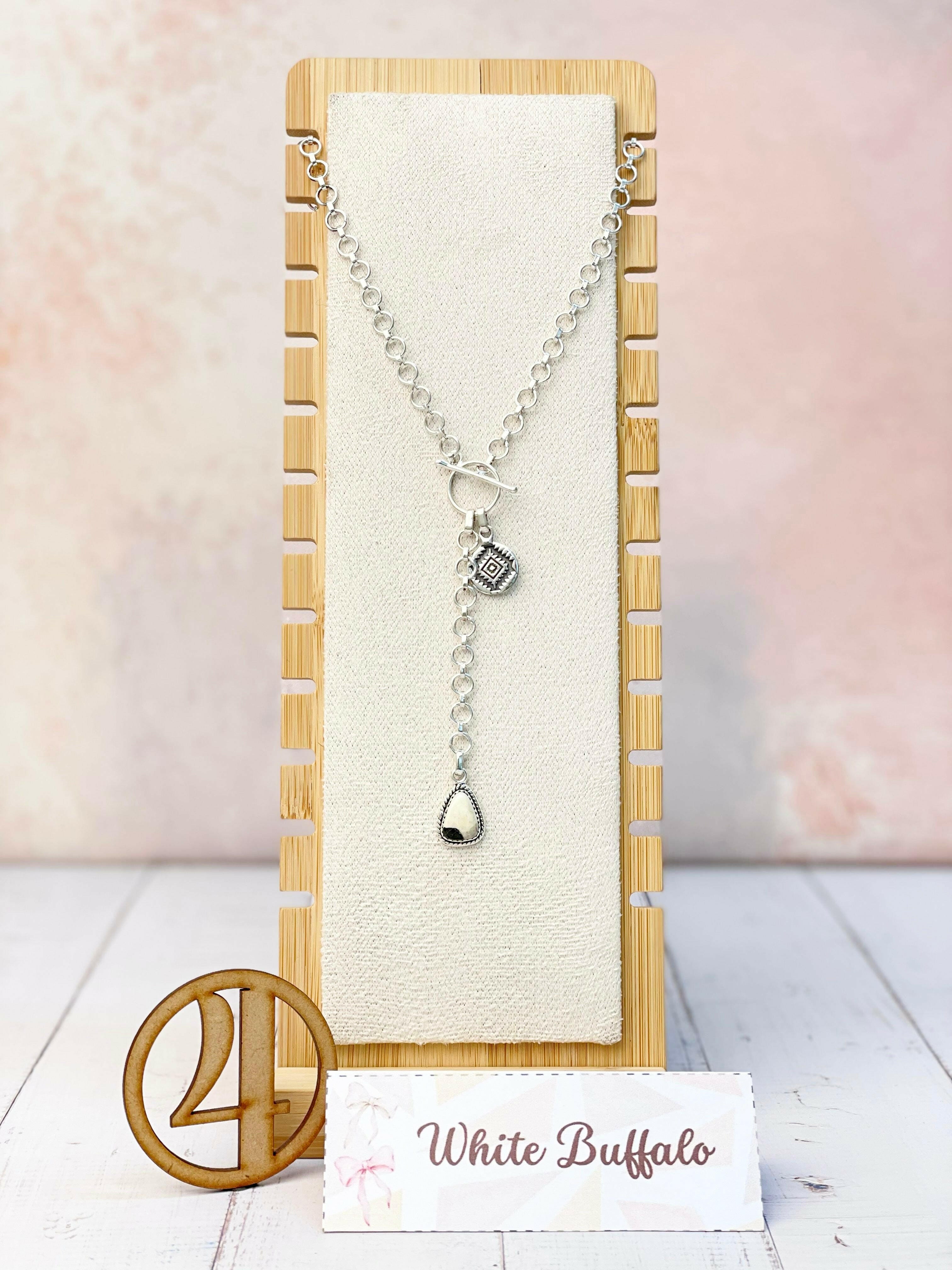 Ayla's Sterling Aztec Stone Drop Necklace-Necklaces-Krush Kandy, Women's Online Fashion Boutique Located in Phoenix, Arizona (Scottsdale Area)