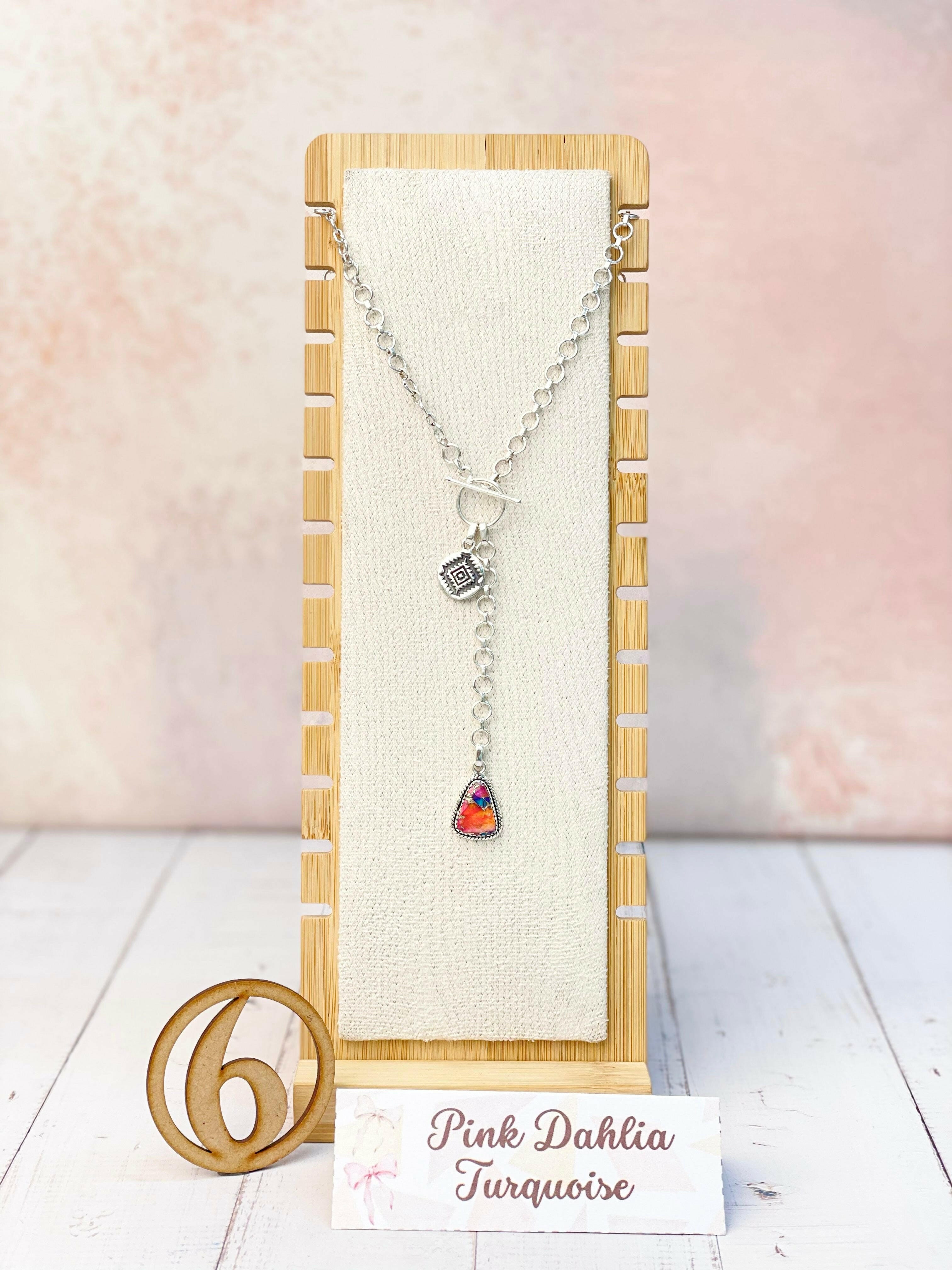 Ayla's Sterling Aztec Stone Drop Necklace-Necklaces-Krush Kandy, Women's Online Fashion Boutique Located in Phoenix, Arizona (Scottsdale Area)