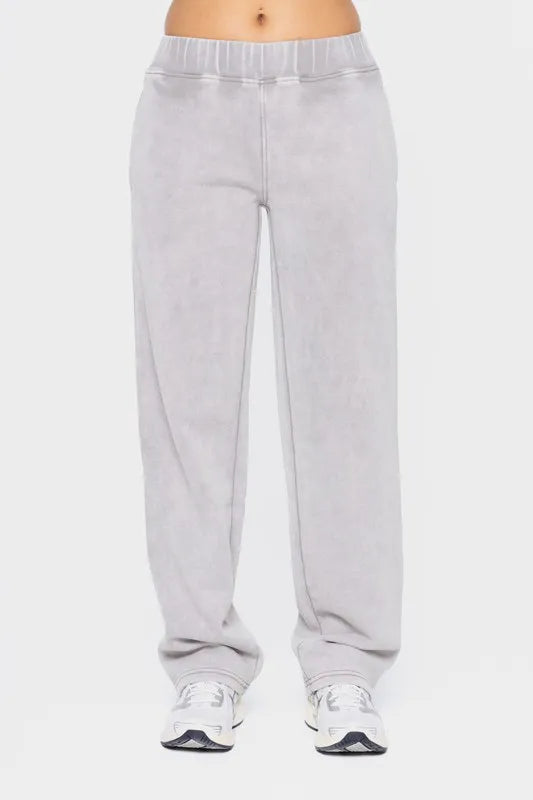 Mono B Elastic Waist Fleece Pants with Pockets-Pants-Krush Kandy, Women's Online Fashion Boutique Located in Phoenix, Arizona (Scottsdale Area)