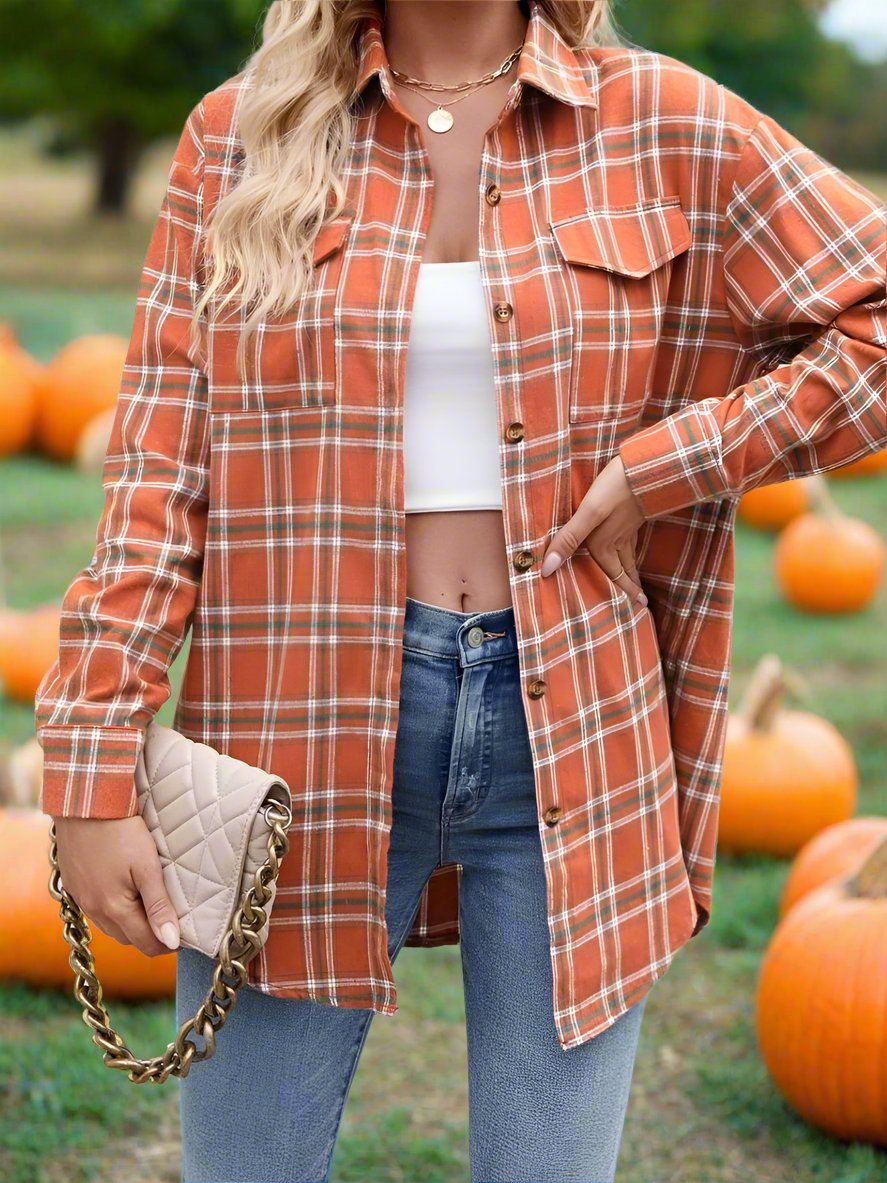 Mandy Plaid Button Up Long Sleeve Shirt-Long Sleeve Tops-Krush Kandy, Women's Online Fashion Boutique Located in Phoenix, Arizona (Scottsdale Area)