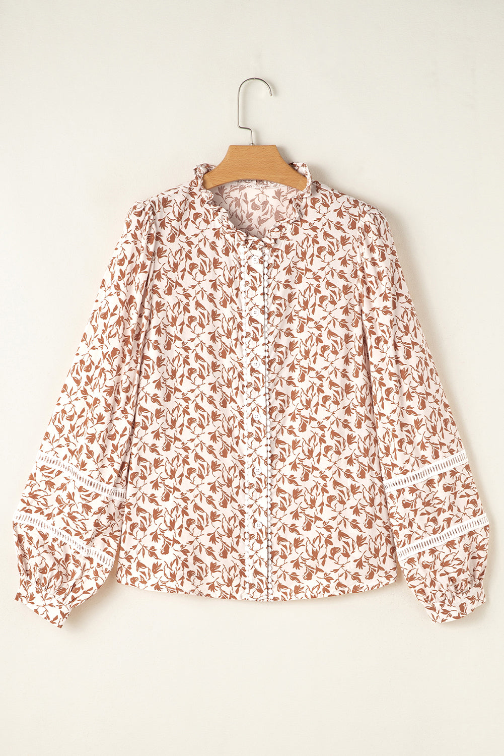 Brown Floral Button-Front Blouse-Long Sleeve Tops-Krush Kandy, Women's Online Fashion Boutique Located in Phoenix, Arizona (Scottsdale Area)