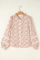 Brown Floral Button-Front Blouse-Long Sleeve Tops-Krush Kandy, Women's Online Fashion Boutique Located in Phoenix, Arizona (Scottsdale Area)