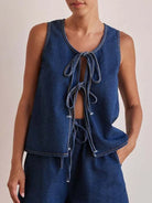 Tie Front Denim Vest-Tops-Krush Kandy, Women's Online Fashion Boutique Located in Phoenix, Arizona (Scottsdale Area)