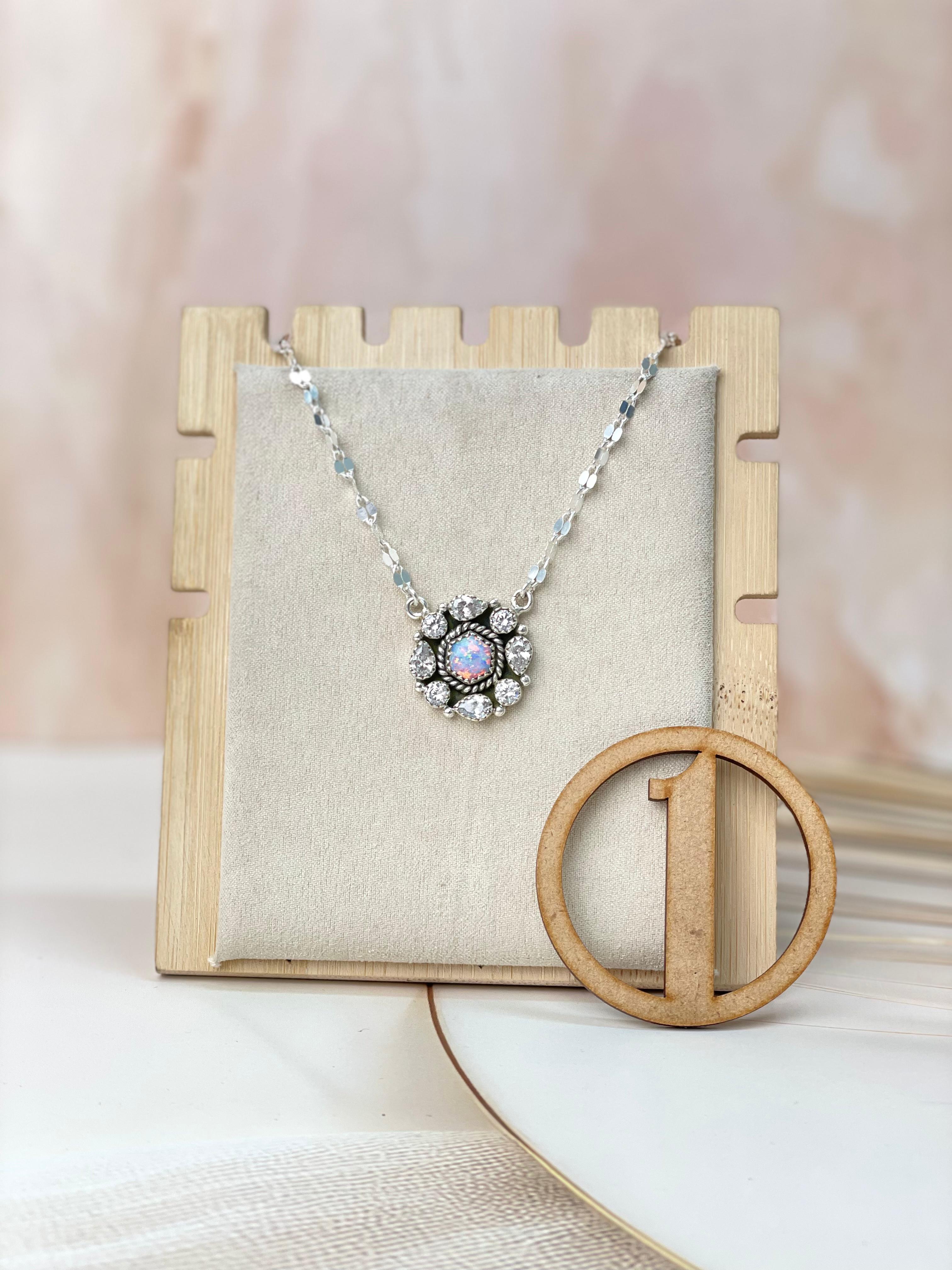 Crystals and Opal Necklace sno 44-Necklaces-Krush Kandy, Women's Online Fashion Boutique Located in Phoenix, Arizona (Scottsdale Area)