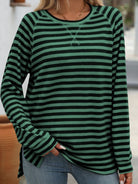 Striped Round Neck Long Sleeve T-Shirt-Long Sleeve Tops-Krush Kandy, Women's Online Fashion Boutique Located in Phoenix, Arizona (Scottsdale Area)