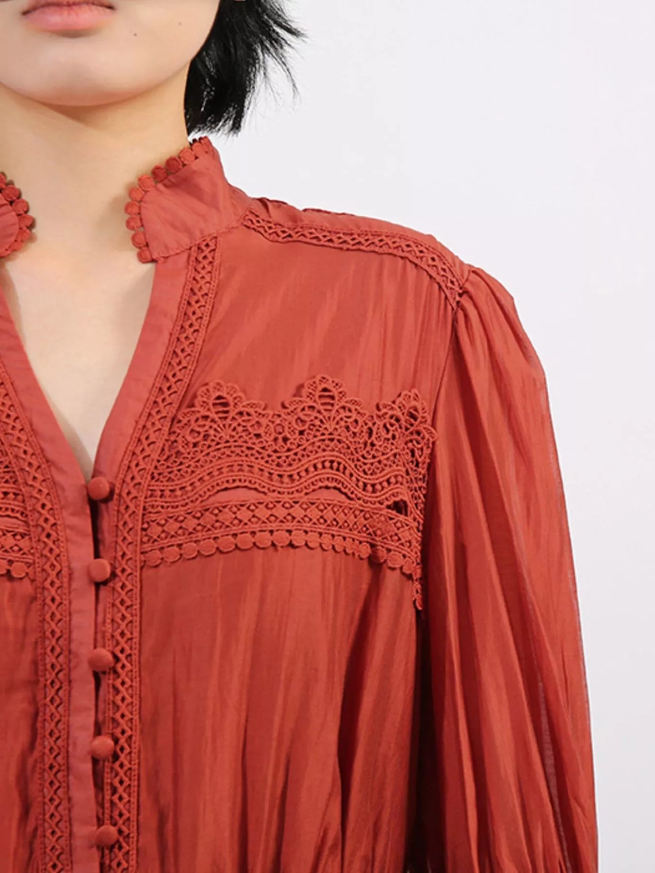 Ruffle Lace Trim Long Sleeve Dress-Dresses-Krush Kandy, Women's Online Fashion Boutique Located in Phoenix, Arizona (Scottsdale Area)