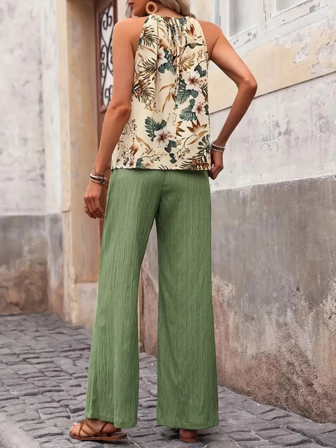 Printed Tank Top and Wide Leg Pants Set-Tops-Krush Kandy, Women's Online Fashion Boutique Located in Phoenix, Arizona (Scottsdale Area)