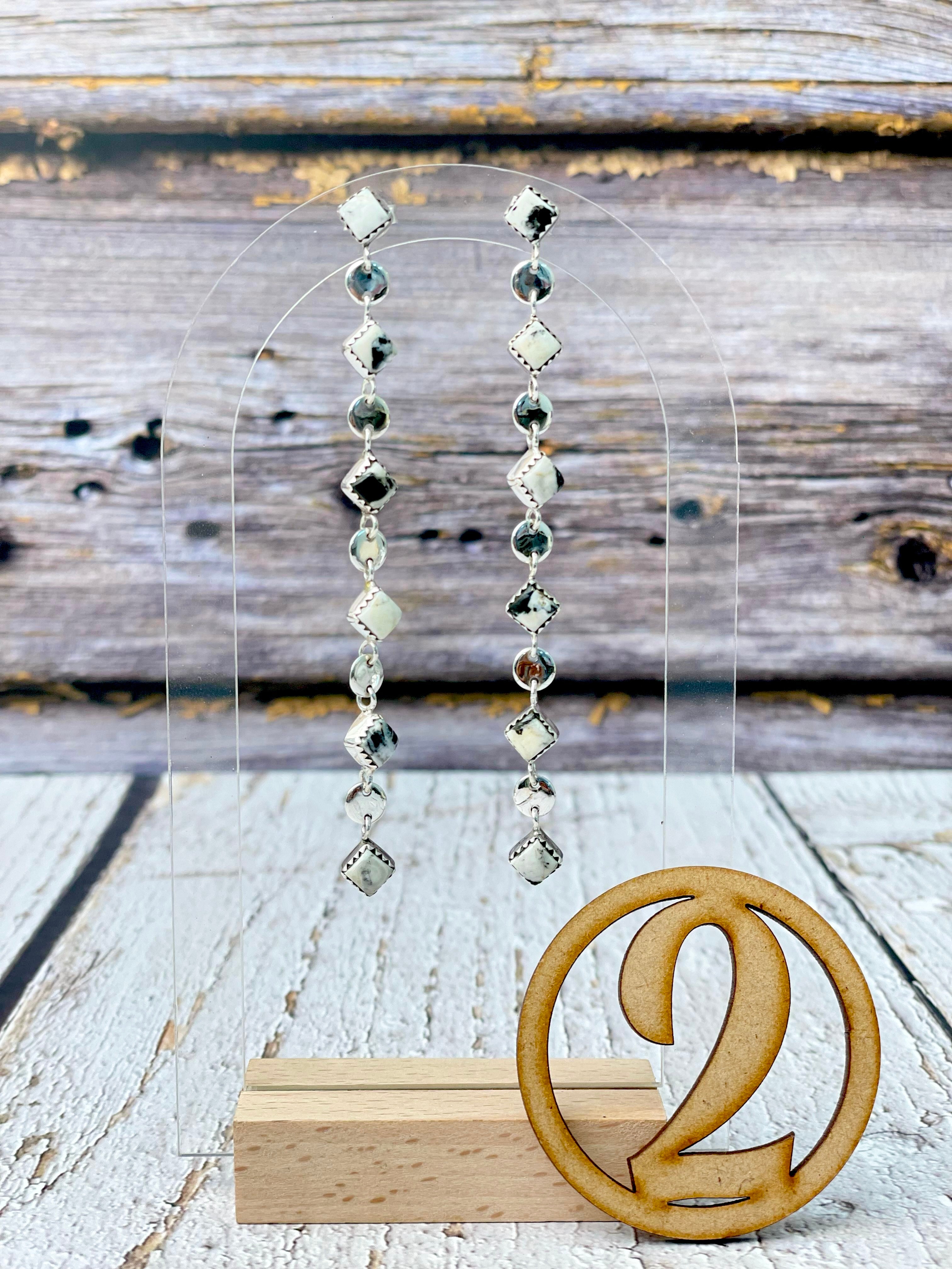 Kristyn's Dangle Statement Sterling Silver Stone Earrings-Earrings-Krush Kandy, Women's Online Fashion Boutique Located in Phoenix, Arizona (Scottsdale Area)