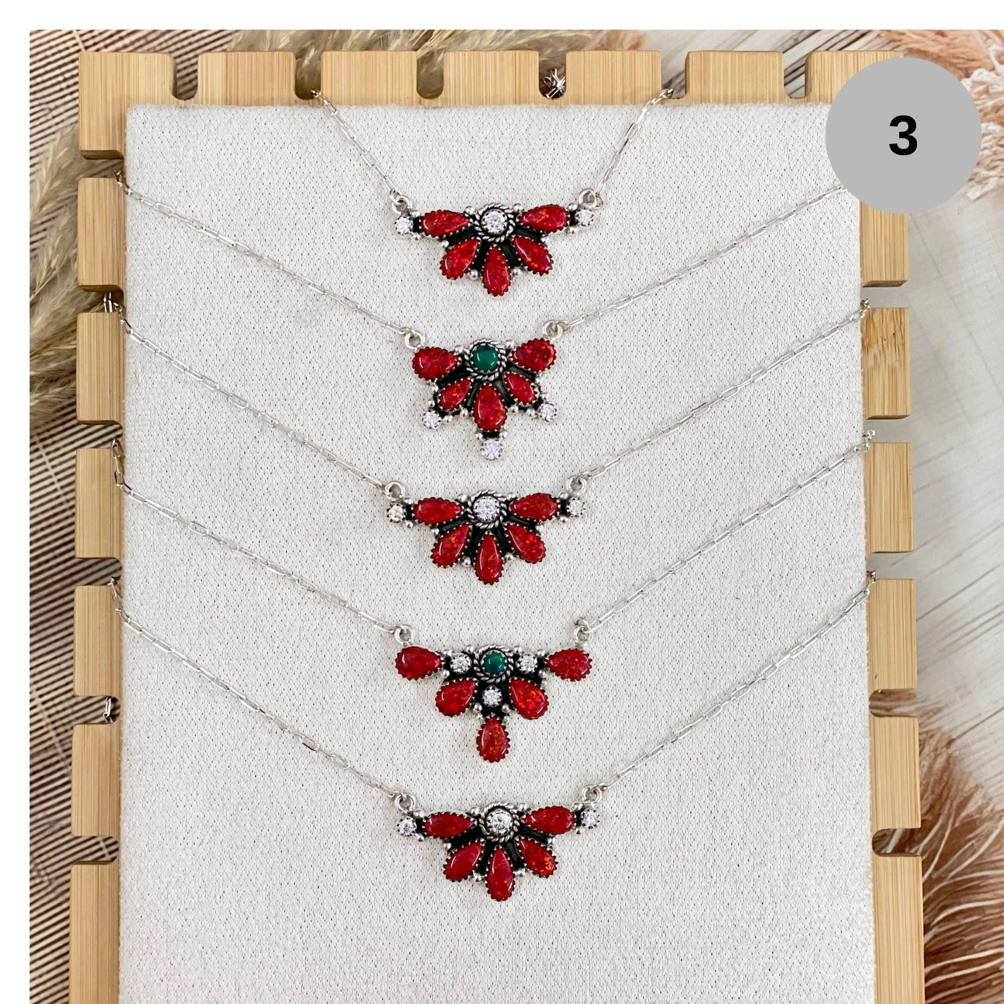 One Of A Kind Red Opal Necklaces-Chain Necklaces-Krush Kandy, Women's Online Fashion Boutique Located in Phoenix, Arizona (Scottsdale Area)