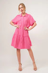 And The Why Full Size Raw Edge Washed Tiered Shirt Dress-Dresses-Krush Kandy, Women's Online Fashion Boutique Located in Phoenix, Arizona (Scottsdale Area)