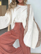 Openwork Batwing Sleeve Sweater-Sweater-Krush Kandy, Women's Online Fashion Boutique Located in Phoenix, Arizona (Scottsdale Area)