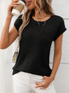 Openwork Round Neck Short Sleeve Knit Cover Up-Krush Kandy, Women's Online Fashion Boutique Located in Phoenix, Arizona (Scottsdale Area)