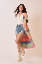 Color Block Sleeveless Knit Long Cardigan-Cardigans-Krush Kandy, Women's Online Fashion Boutique Located in Phoenix, Arizona (Scottsdale Area)