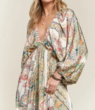 ADORA Printed V-Neck Batwing Sleeve Dress-Dresses-Krush Kandy, Women's Online Fashion Boutique Located in Phoenix, Arizona (Scottsdale Area)