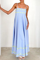 Floral Embroidered Spaghetti Strap Maxi Dress-Dresses-Krush Kandy, Women's Online Fashion Boutique Located in Phoenix, Arizona (Scottsdale Area)