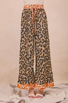 BiBi Leopard Print With Contrast Banded Wide Pants-pants-Krush Kandy, Women's Online Fashion Boutique Located in Phoenix, Arizona (Scottsdale Area)