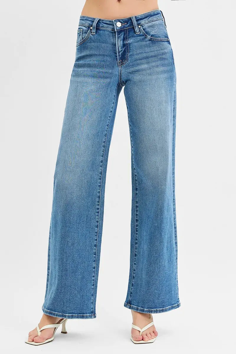 RISEN Low Rise Wide Leg Jeans-Jeans-Krush Kandy, Women's Online Fashion Boutique Located in Phoenix, Arizona (Scottsdale Area)