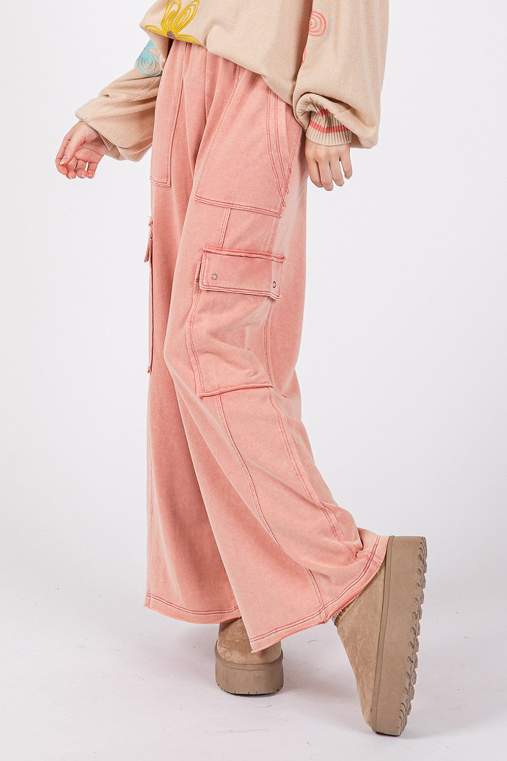 Knit Terry Mineral Wash Wide Leg Pants-Pants-Krush Kandy, Women's Online Fashion Boutique Located in Phoenix, Arizona (Scottsdale Area)