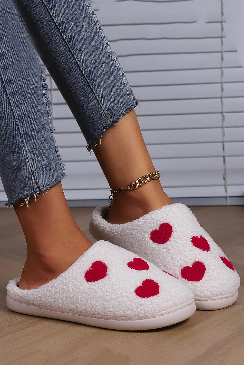 Heart Print Plush House Slippers-Slippers-Krush Kandy, Women's Online Fashion Boutique Located in Phoenix, Arizona (Scottsdale Area)