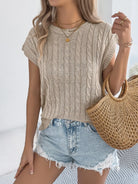 Cable-Knit Round Neck Knit Top-Tops-Krush Kandy, Women's Online Fashion Boutique Located in Phoenix, Arizona (Scottsdale Area)
