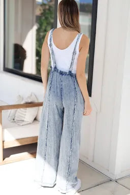 Blue Skies Frayed Denim Overalls-Denim-Krush Kandy, Women's Online Fashion Boutique Located in Phoenix, Arizona (Scottsdale Area)