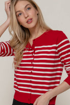Long Sleeve Crew Neck Stripe Sweater Cardigan-Cardigans-Krush Kandy, Women's Online Fashion Boutique Located in Phoenix, Arizona (Scottsdale Area)