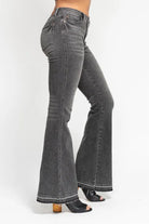 Judy Blue Full Size Mid Rise Tummy Control Washed Gray Release Hem Flare Jeans Plus Size-Denim-Krush Kandy, Women's Online Fashion Boutique Located in Phoenix, Arizona (Scottsdale Area)