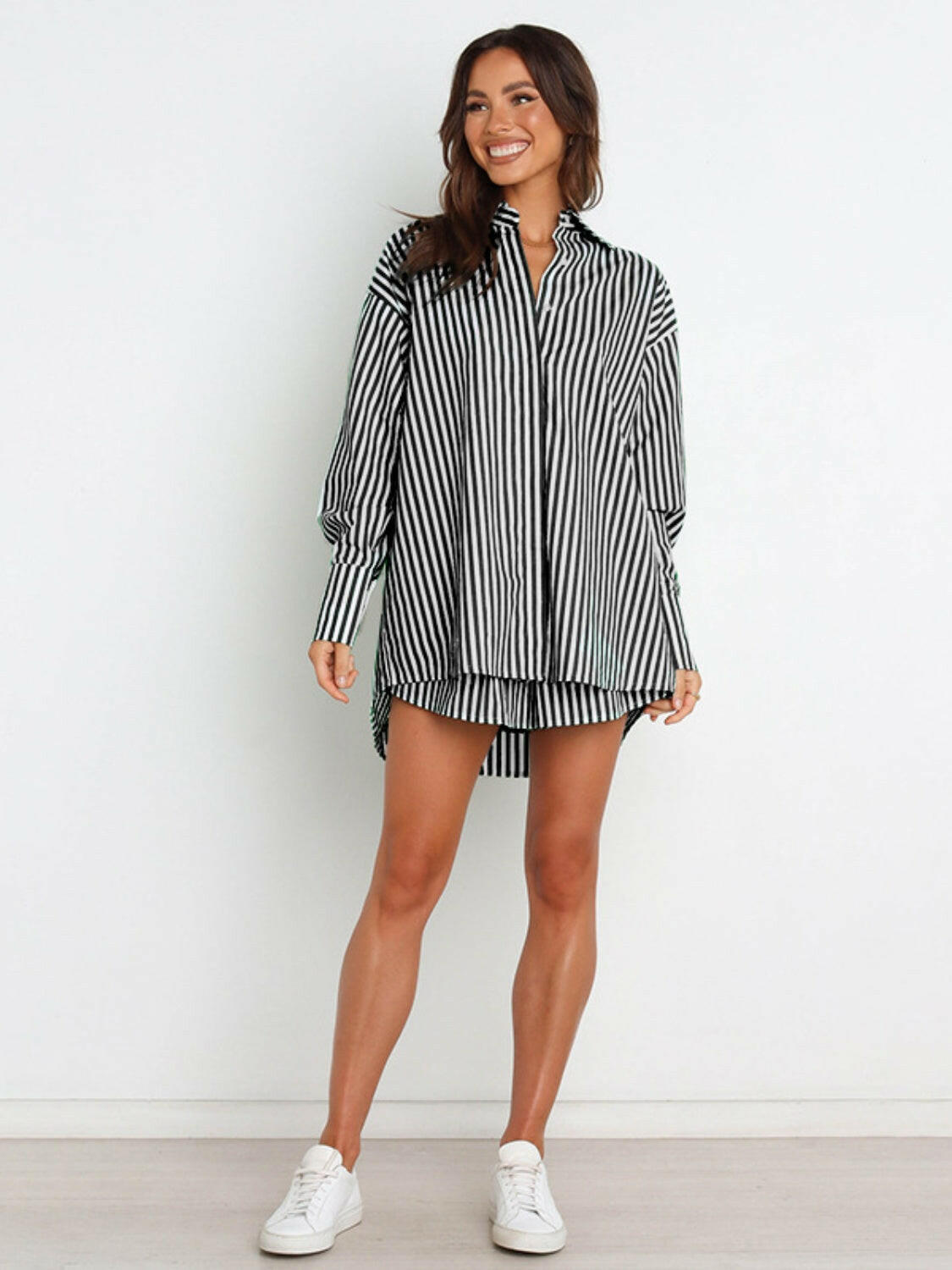 Bon Voyage Striped Button Down Top & Shorts Set-2 Piece Outfit Sets-Krush Kandy, Women's Online Fashion Boutique Located in Phoenix, Arizona (Scottsdale Area)