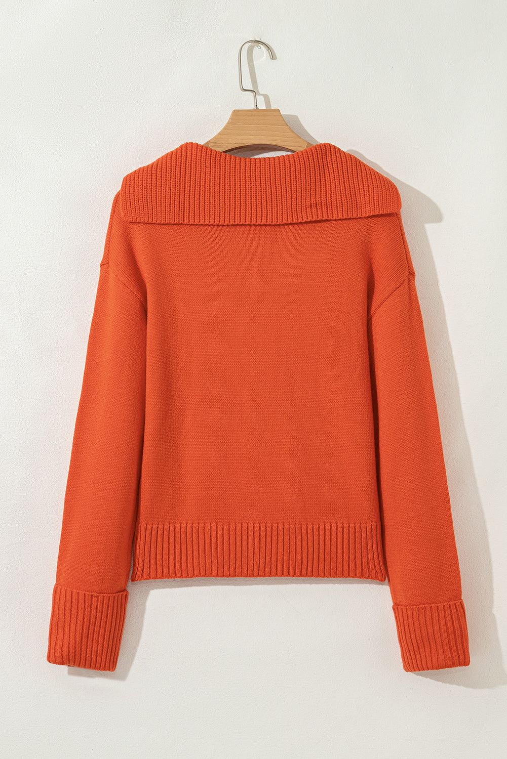Rust Orange V-Neck Collar Knit Sweater | Krush Kandy Boutique