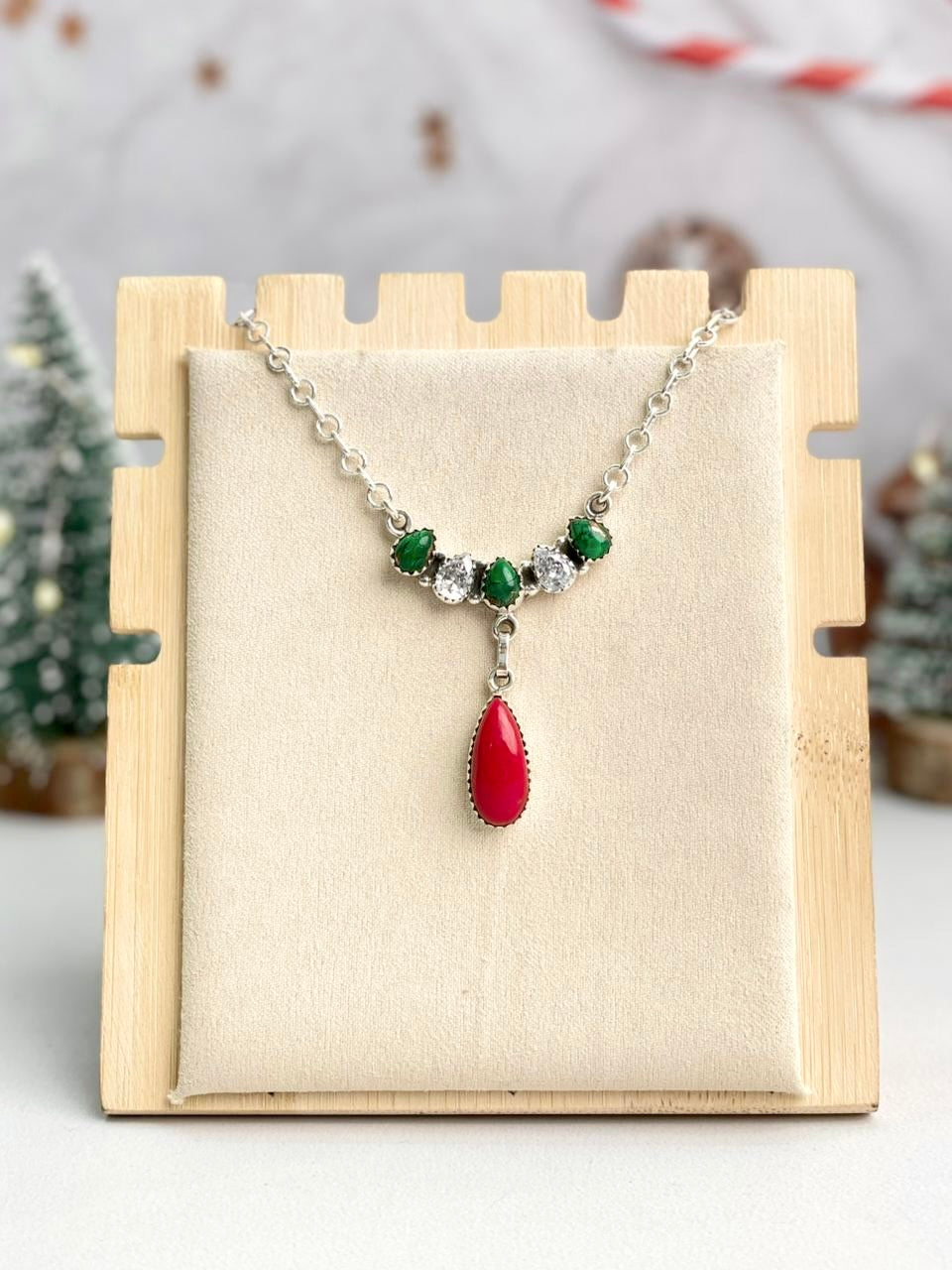 Rosarita Stone Drop Holiday Necklace-Necklaces-Krush Kandy, Women's Online Fashion Boutique Located in Phoenix, Arizona (Scottsdale Area)