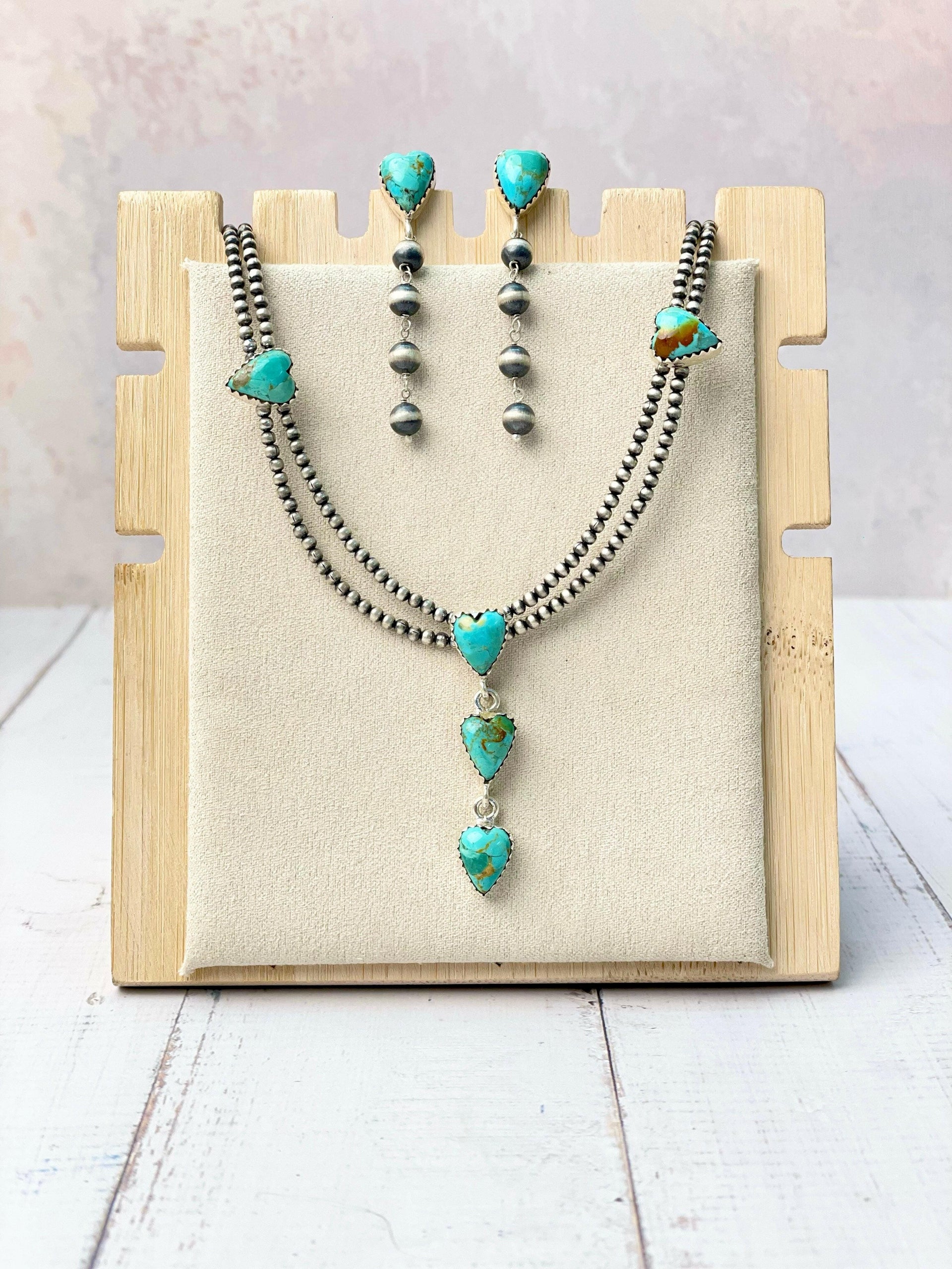 Heart On The Line Desert Pearl Necklace & Earrings Set-Necklaces-Krush Kandy, Women's Online Fashion Boutique Located in Phoenix, Arizona (Scottsdale Area)