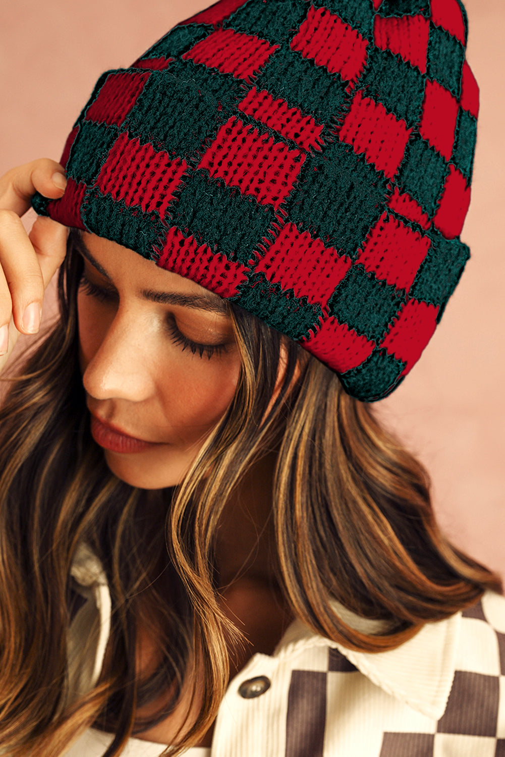 Trailblazer Beanie: Red & Black Checkered Edition-Hats-Krush Kandy, Women's Online Fashion Boutique Located in Phoenix, Arizona (Scottsdale Area)