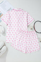Romantic Pink Bow Knot Ruffle Pajama Set-2 Piece Outfit Sets-Krush Kandy, Women's Online Fashion Boutique Located in Phoenix, Arizona (Scottsdale Area)