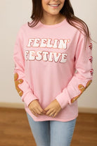 Feelin Festive Gingerbread Pink Sweater-Tops-Krush Kandy, Women's Online Fashion Boutique Located in Phoenix, Arizona (Scottsdale Area)