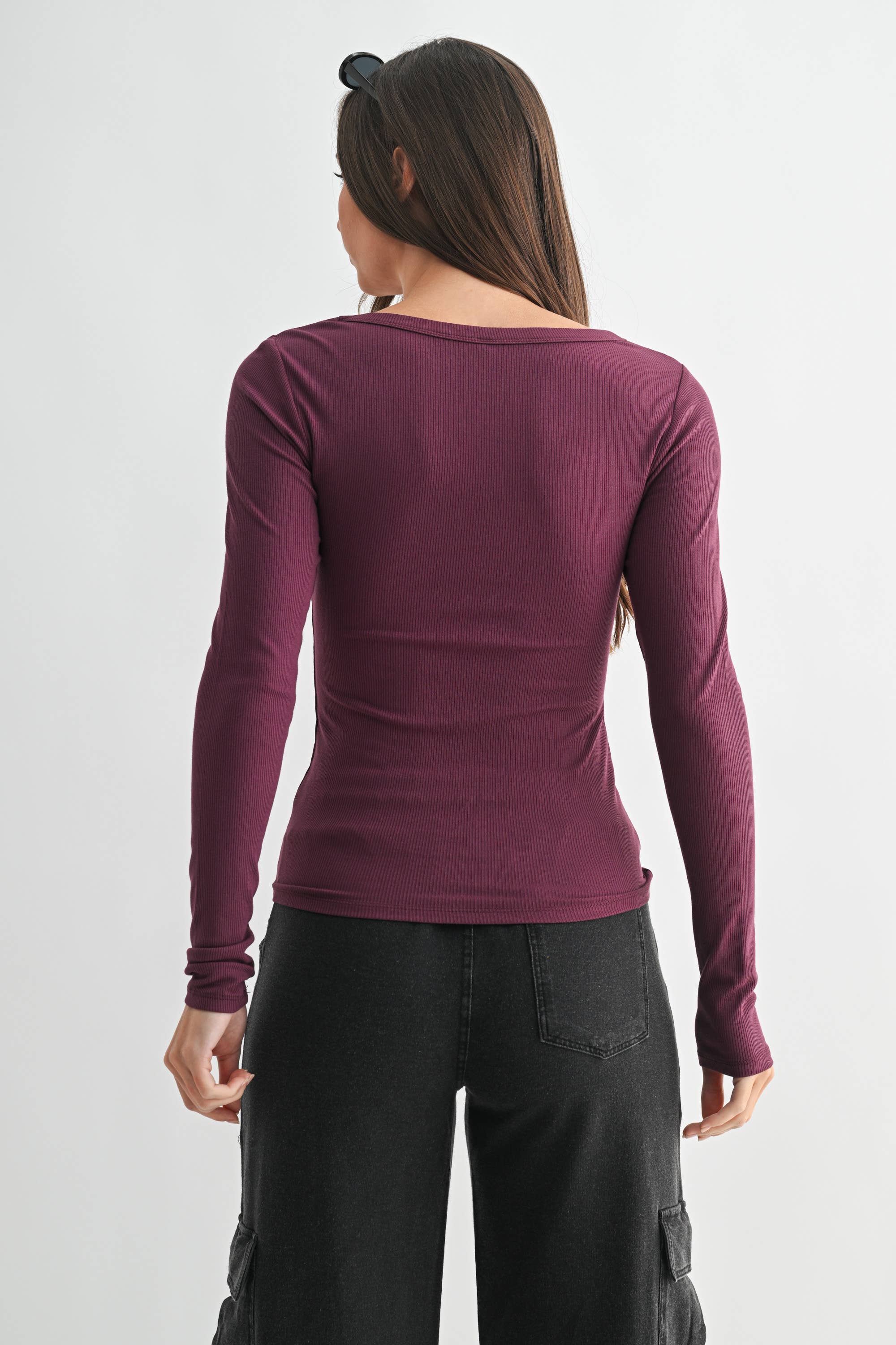 Lightweight Stretch Ribbed Long Sleeve Top-Tops-Krush Kandy, Women's Online Fashion Boutique Located in Phoenix, Arizona (Scottsdale Area)