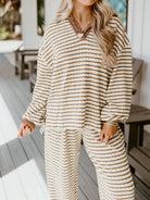 Stripe Collared Top and Drawstring Pant Set-Loungewear-Krush Kandy, Women's Online Fashion Boutique Located in Phoenix, Arizona (Scottsdale Area)