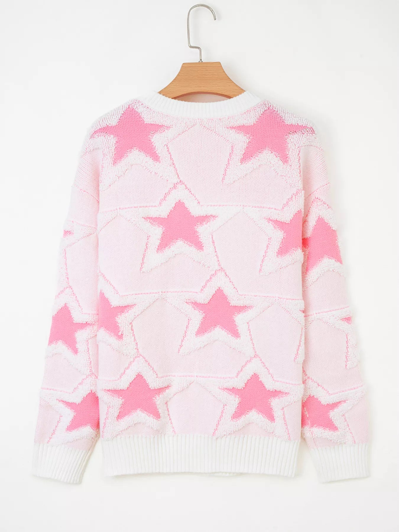 Oversized Star Pattern Ribbed Edge Drop Shoulder Sweater-Sweater-Krush Kandy, Women's Online Fashion Boutique Located in Phoenix, Arizona (Scottsdale Area)