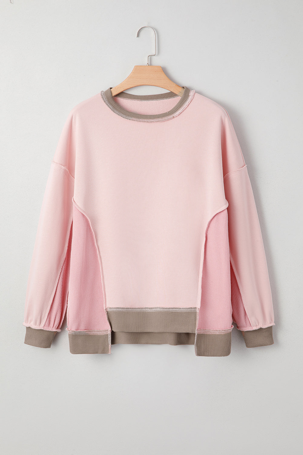Pink & Taupe Patchwork Pullover-Sweaters-Krush Kandy, Women's Online Fashion Boutique Located in Phoenix, Arizona (Scottsdale Area)