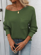 Mandy Micro-Ribbed Pocket Sweater-Sweaters-Krush Kandy, Women's Online Fashion Boutique Located in Phoenix, Arizona (Scottsdale Area)