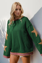 Star Patched Long Sleeve Sweatshirt-Sweatshirts-Krush Kandy, Women's Online Fashion Boutique Located in Phoenix, Arizona (Scottsdale Area)