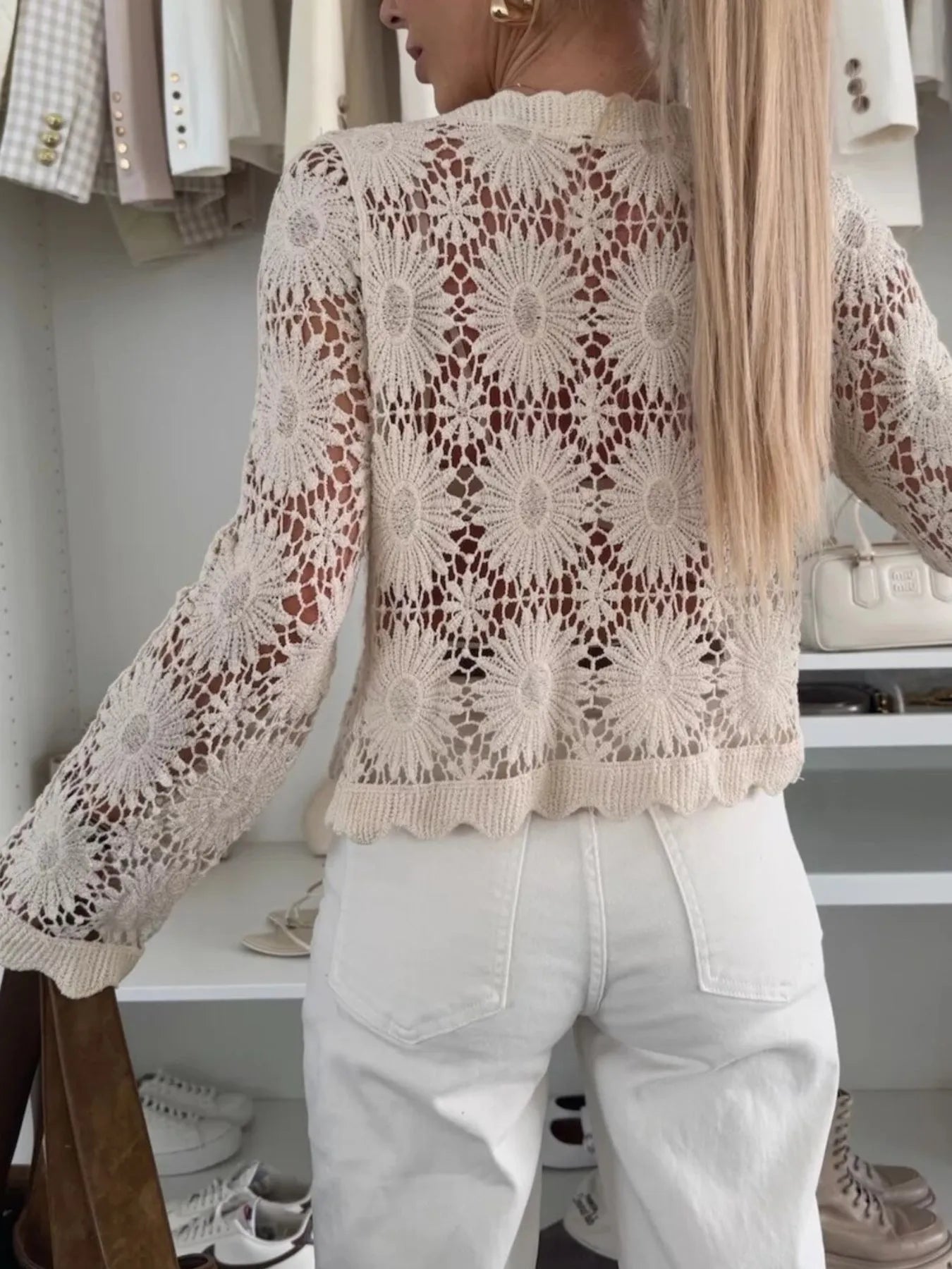 Lace V-Neck Button-Up Cardigan-Tops-Krush Kandy, Women's Online Fashion Boutique Located in Phoenix, Arizona (Scottsdale Area)
