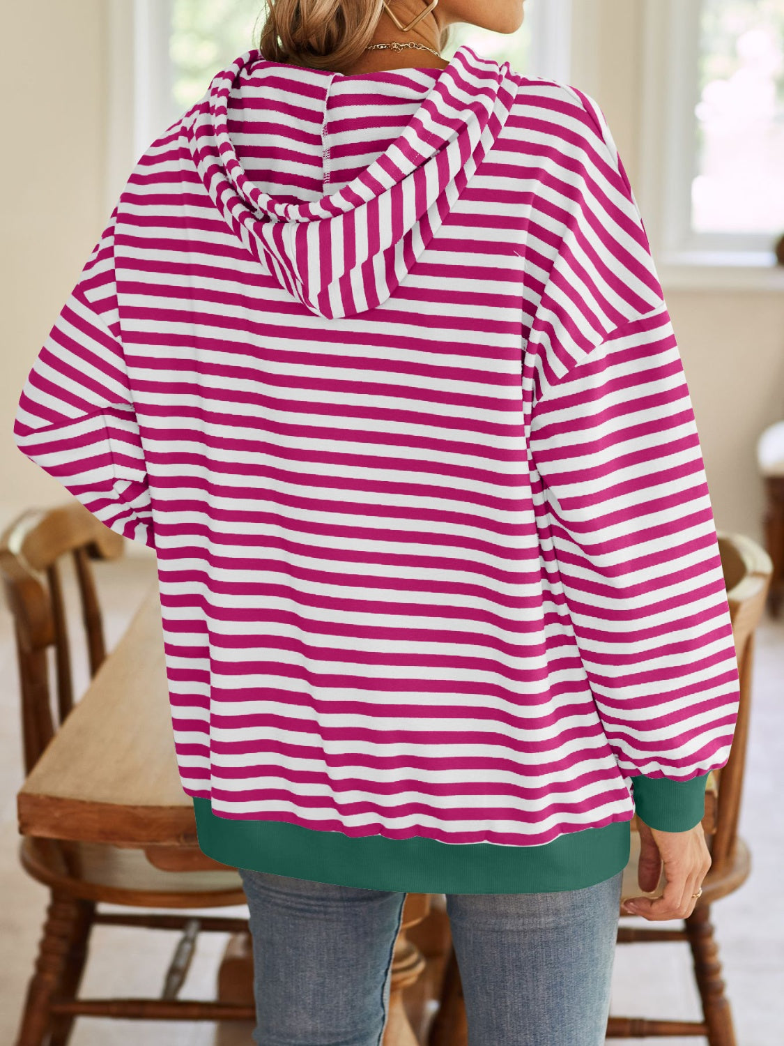 Lovelet Drawstring Striped Long Sleeve Hoodie-Krush Kandy, Women's Online Fashion Boutique Located in Phoenix, Arizona (Scottsdale Area)