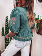 Tie Front Puff Sleeve Blouse-Blouses-Krush Kandy, Women's Online Fashion Boutique Located in Phoenix, Arizona (Scottsdale Area)