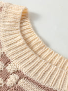 Stripe Checkerboard Drop Shoulder Balloon Sleeve Sweater-Sweaters-Krush Kandy, Women's Online Fashion Boutique Located in Phoenix, Arizona (Scottsdale Area)