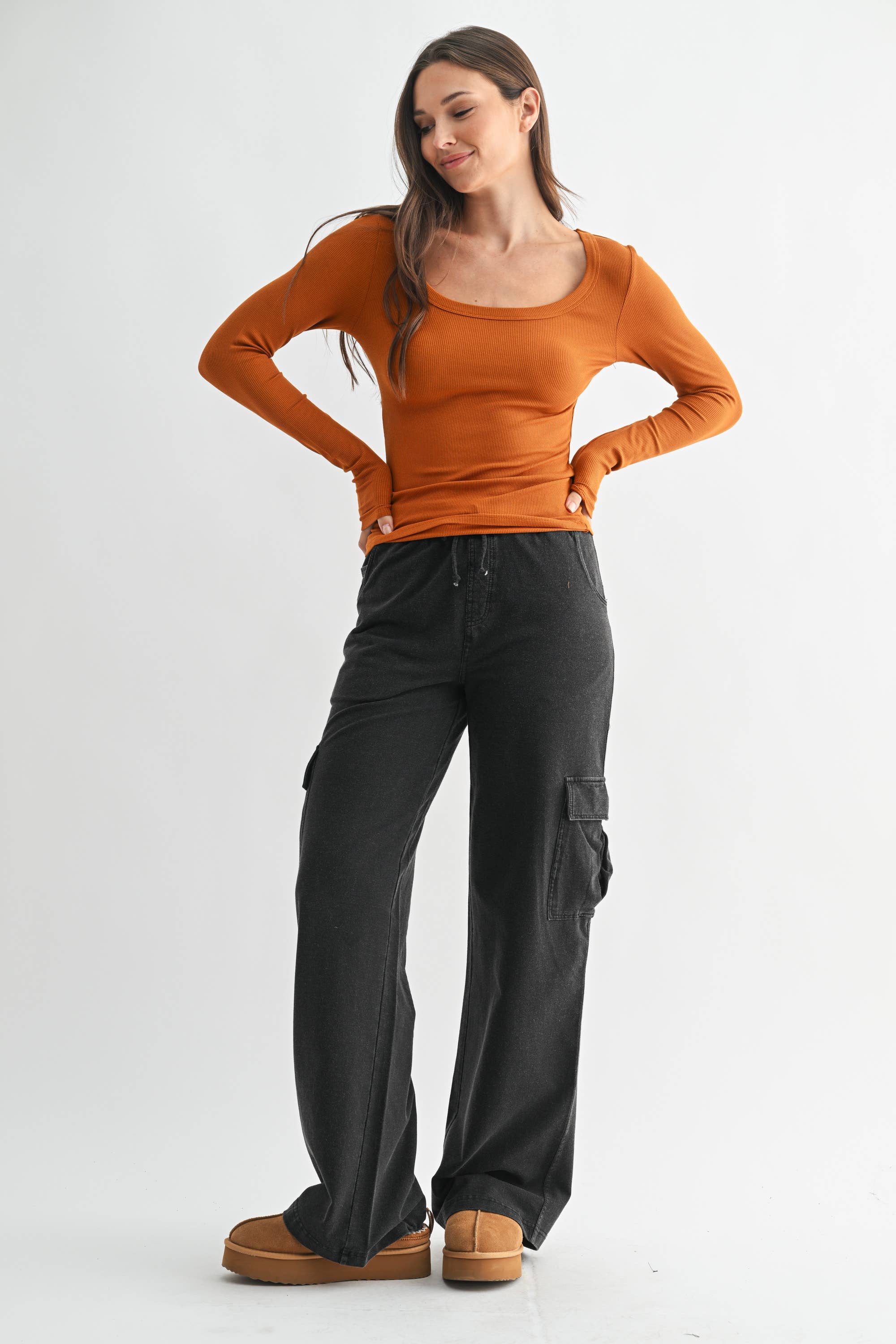 Lightweight Stretch Ribbed Long Sleeve Top-Tops-Krush Kandy, Women's Online Fashion Boutique Located in Phoenix, Arizona (Scottsdale Area)