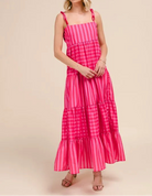 SO ME Stripe Tiered Maxi Dress with Colorful Chain Strap-Dresses-Krush Kandy, Women's Online Fashion Boutique Located in Phoenix, Arizona (Scottsdale Area)