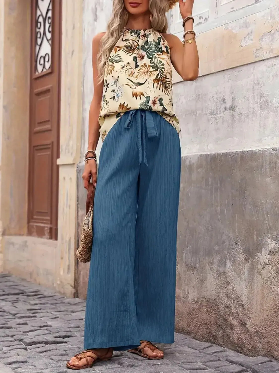 Printed Tank Top and Wide Leg Pants Set-Tops-Krush Kandy, Women's Online Fashion Boutique Located in Phoenix, Arizona (Scottsdale Area)